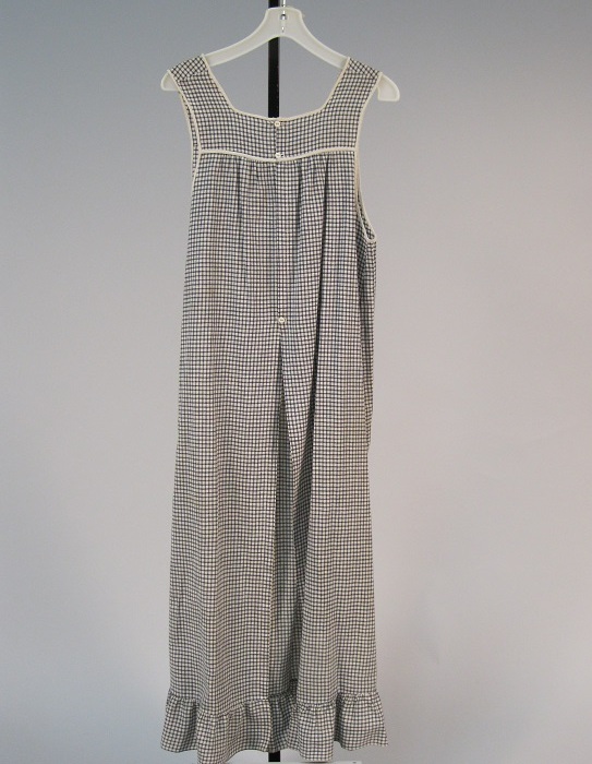 Image of Navy and white checkered designed cotton house dress, ca. 1900
